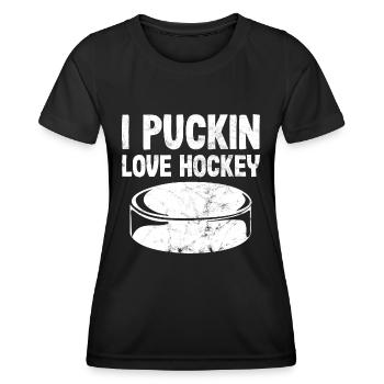 Hockey i puckin love hockey spieler - Frauen Funktions-T-Shirt - Schwarz - Vorne - AI Model Female 172 light (172cm)