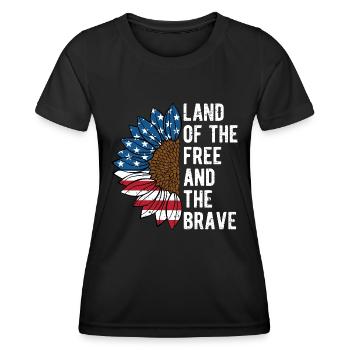 Land of the Free and the Brave Proud American - Women's Functional T-Shirt - black - Front - AI Model Female 172 light (172cm)