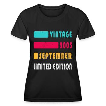 Septembre 2005 Anniversaire Septembre 2005 Septembre - T-shirt sport Femme - noir - Devant - AI Model Female 172 light (172cm)