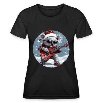 Koala Christmas Rocker Guitar - Women's Functional T-Shirt - black - Front - AI Model Female 172 light (172cm)