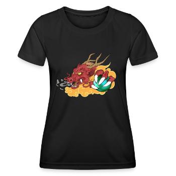 Dragon oriental - T-shirt sport Femme - noir - Devant - AI Model Female 172 light (172cm)