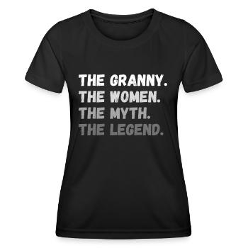 The Granny. The Women. The Myth. The Legend - Frauen Funktions-T-Shirt - Schwarz - Vorne - AI Model Female 172 light (172cm)