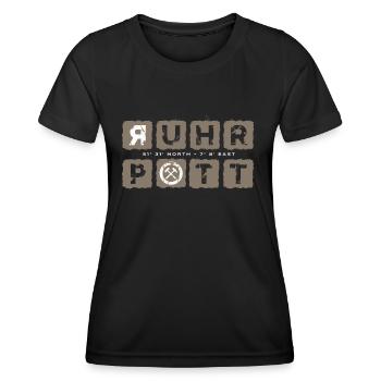 Ruhrpott GPS Koordinaten Vintage - Frauen Funktions-T-Shirt - Schwarz - Vorne - AI Model Female 172 light (172cm)