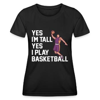 Yes I'm Tall Yes I Play Basketball Design für - Frauen Funktions-T-Shirt - Schwarz - Vorne - AI Model Female 172 light (172cm)