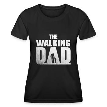 Fête des Pères, papa walking cadeau pour les futurs papas - T-shirt sport Femme - noir - Devant - AI Model Female 172 light (172cm)