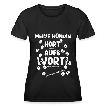 Hund, Hundeerziehung T Shirt, lustiges Geschenk - Frauen Funktions-T-Shirt - Schwarz - Vorne - AI Model Female 172 light (172cm)