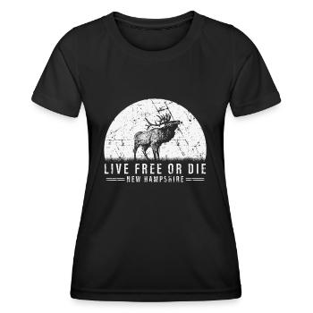 Live Free or Die New Hampshire Hiking - Women's Functional T-Shirt - black - Front - AI Model Female 172 light (172cm)