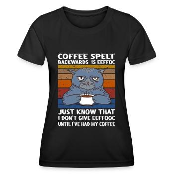 Coffee spelt backwards is eeffoc Design - Women's Functional T-Shirt - black - Front - AI Model Female 172 light (172cm)