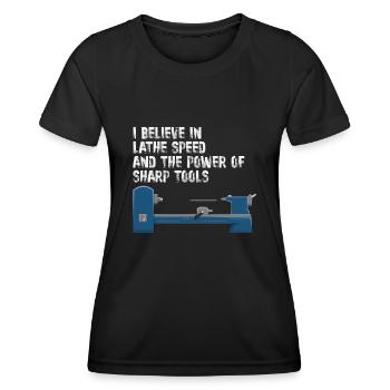 Woodturning Woodworking Woodturner Wood - Women's Functional T-Shirt - black - Front - AI Model Female 172 light (172cm)
