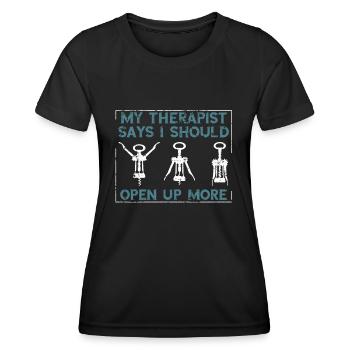 Red Wine My Therapist says I should open - Women's Functional T-Shirt - black - Front - AI Model Female 172 light (172cm)