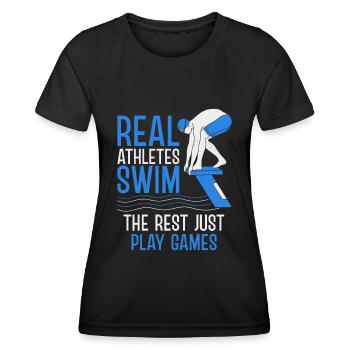 Schwimmsport Schwimmen Schwimmer Schwimmverein - Frauen Funktions-T-Shirt - Schwarz - Vorne - AI Model Female 172 light (172cm)