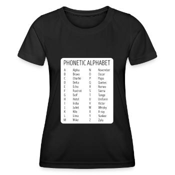 Avion Pilote Contrôleur aérien Phonetisches Alphabet - T-shirt sport Femme - noir - Devant - AI Model Female 172 light (172cm)