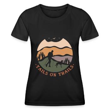 Lustiges Wandern Wandern mit Hund - Frauen Funktions-T-Shirt - Schwarz - Vorne - AI Model Female 172 light (172cm)