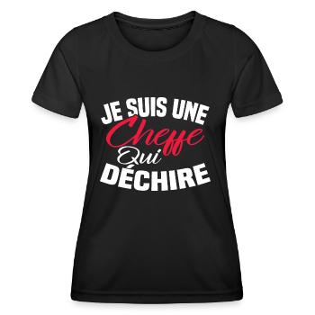 Je suis un cheffe qui déchire - T-shirt sport Femme - noir - Devant - AI Model Female 172 light (172cm)