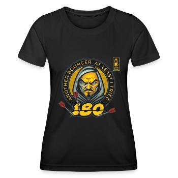 Darts 180 Bouncer Yellow Player Dart Team - Women's Functional T-Shirt - black - Front - AI Model Female 172 light (172cm)