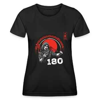 Darts 180 Roter Game Champ Dart - Dart Team - Frauen Funktions-T-Shirt - Schwarz - Vorne - AI Model Female 172 light (172cm)