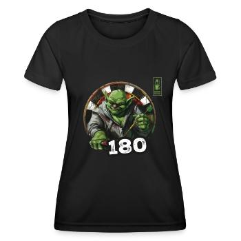 Darts 180 Green Game Champ Dart - Dart Team - Women's Functional T-Shirt - black - Front - AI Model Female 172 light (172cm)