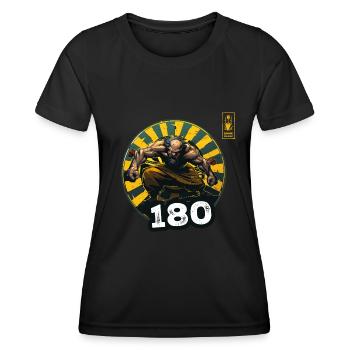 Darts 180 Gelber Game Champ Dart - Dart Team - Frauen Funktions-T-Shirt - Schwarz - Vorne - AI Model Female 172 light (172cm)
