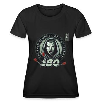 Darts 180 Bouncer Weiße Spielerin Dart Team - Frauen Funktions-T-Shirt - Schwarz - Vorne - AI Model Female 172 light (172cm)