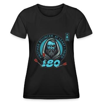 Darts 180 Bouncer Blauer Spieler Dart Team - Frauen Funktions-T-Shirt - Schwarz - Vorne - AI Model Female 172 light (172cm)