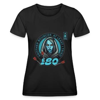 Darts 180 Bouncer Blaue Spielerin Dart Team - Frauen Funktions-T-Shirt - Schwarz - Vorne - AI Model Female 172 light (172cm)