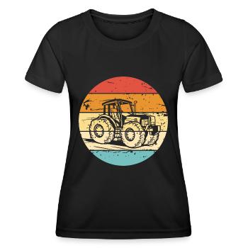Retro Tractor Farmer Vintage Farmer Tractor Driver - Women's Functional T-Shirt - black - Front - AI Model Female 172 light (172cm)