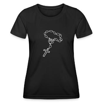Croix, poisson, chrétien, chapelet, symbole - T-shirt sport Femme - noir - Devant - AI Model Female 172 light (172cm)