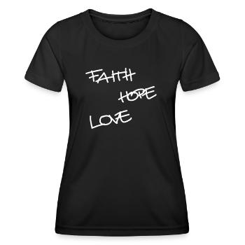 Foi Espérance Amour, Rosaire, Symbole, Croix, Dieu - T-shirt sport Femme - noir - Devant - AI Model Female 172 light (172cm)