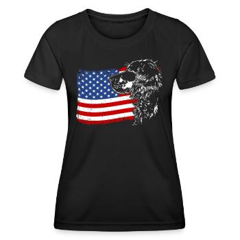 Gordon Setter Amérique Flag Dogs Wilsigns - T-shirt sport Femme - noir - Devant - AI Model Female 172 light (172cm)