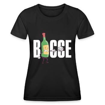 Bocce Weinflasche Bocce Ball mit Jack Bocci Game - Frauen Funktions-T-Shirt - Schwarz - Vorne - AI Model Female 172 light (172cm)