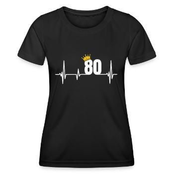 80. Geburtstag 80 Jahre Jubiläum Herzschlag Krone - Frauen Funktions-T-Shirt - Schwarz - Vorne - AI Model Female 172 light (172cm)