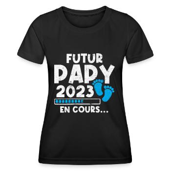 Futur Papy 2023 En Cours - T-shirt sport Femme - noir - Devant - AI Model Female 172 light (172cm)