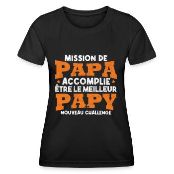 Nouveau challenge être meilleur papy, Futur papy - T-shirt sport Femme - noir - Devant - AI Model Female 172 light (172cm)