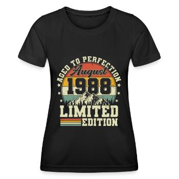 Août 1988 Vintage Cadeau d’anniversaire - T-shirt sport Femme - noir - Devant - AI Model Female 172 light (172cm)