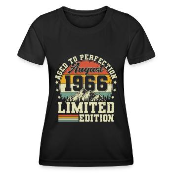 August 1966 Jahrgang Vintage Geburtstag Geschenk - Frauen Funktions-T-Shirt - Schwarz - Vorne - AI Model Female 172 light (172cm)
