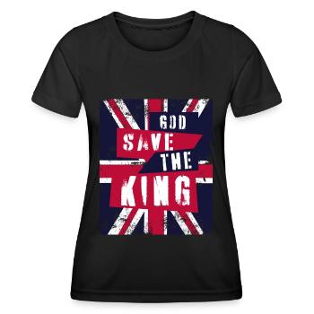 Dieu protège le roi - T-shirt sport Femme - noir - Devant - AI Model Female 172 light (172cm)
