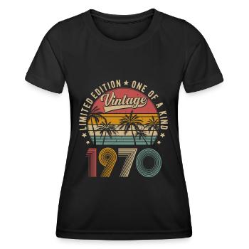 Millésime 1970 Vintage Rétro Anniversaire Cadeau - T-shirt sport Femme - noir - Devant - AI Model Female 172 light (172cm)