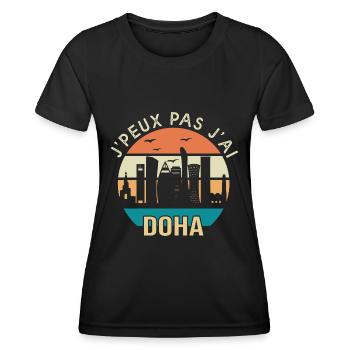 Doha. Je peux pas j'ai Doha qatar - T-shirt sport Femme - noir - Devant - AI Model Female 172 light (172cm)