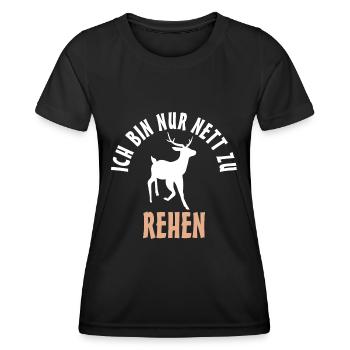 Ich bin nur nett zu Rehen Reh - Frauen Funktions-T-Shirt - Schwarz - Vorne - AI Model Female 172 light (172cm)