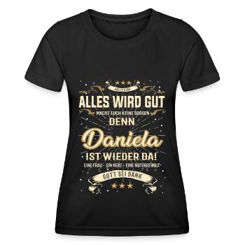Daniela T-Shirt, Alles wird gut! - Frauen Funktions-T-Shirt - Schwarz - Vorne - AI Model Female 172 light (172cm)