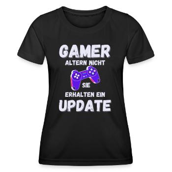 GAMER Lustiger Spruch Gaming Update - Frauen Funktions-T-Shirt - Schwarz - Vorne - AI Model Female 172 light (172cm)