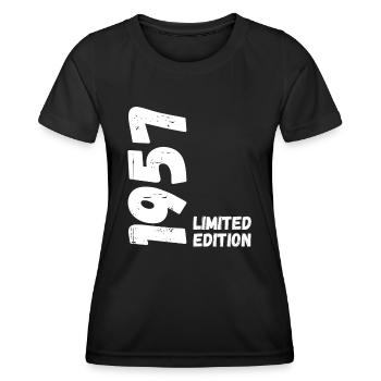 1957 Édition limitée Anniversaire - T-shirt sport Femme - noir - Devant - AI Model Female 172 light (172cm)