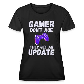 GAMER don't age they get an update Gaming - Women's Functional T-Shirt - black - Front - AI Model Female 172 light (172cm)