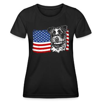 Jack Russell Terrier America Flag Dogs Wilsigns - Women's Functional T-Shirt - black - Front - AI Model Female 172 light (172cm)