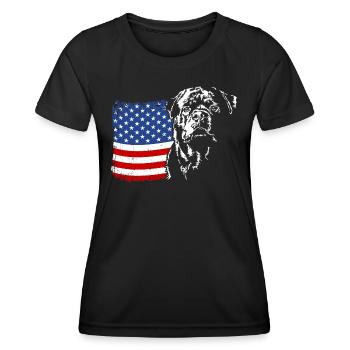Rottweiler America Flag Dog Dogs Wilsigns - Women's Functional T-Shirt - black - Front - AI Model Female 172 light (172cm)