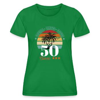 50-jähriges Jubiläum Original Retro in limitierter Auflage - Frauen Funktions-T-Shirt - Kelly Green - Vorne - AI Model Female 172 dark (172cm)