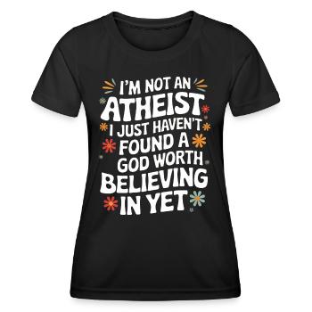 Athéisme, athée, anti-religion, agnostique - T-shirt sport Femme - noir - Devant - AI Model Female 172 light (172cm)