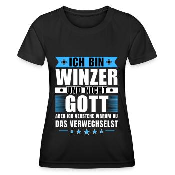 Ich bin Winzer und nicht Gott - Frauen Funktions-T-Shirt - Schwarz - Vorne - AI Model Female 172 light (172cm)