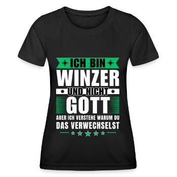 Ich bin Winzer und nicht Gott - Frauen Funktions-T-Shirt - Schwarz - Vorne - AI Model Female 172 light (172cm)