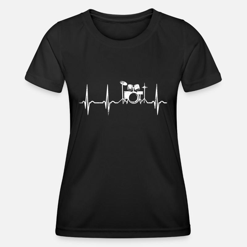 Drums Heartbeat Drummer Drummer - Women's Functional T-Shirt - black